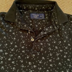A&F Stretch Floral Black Polo Size M